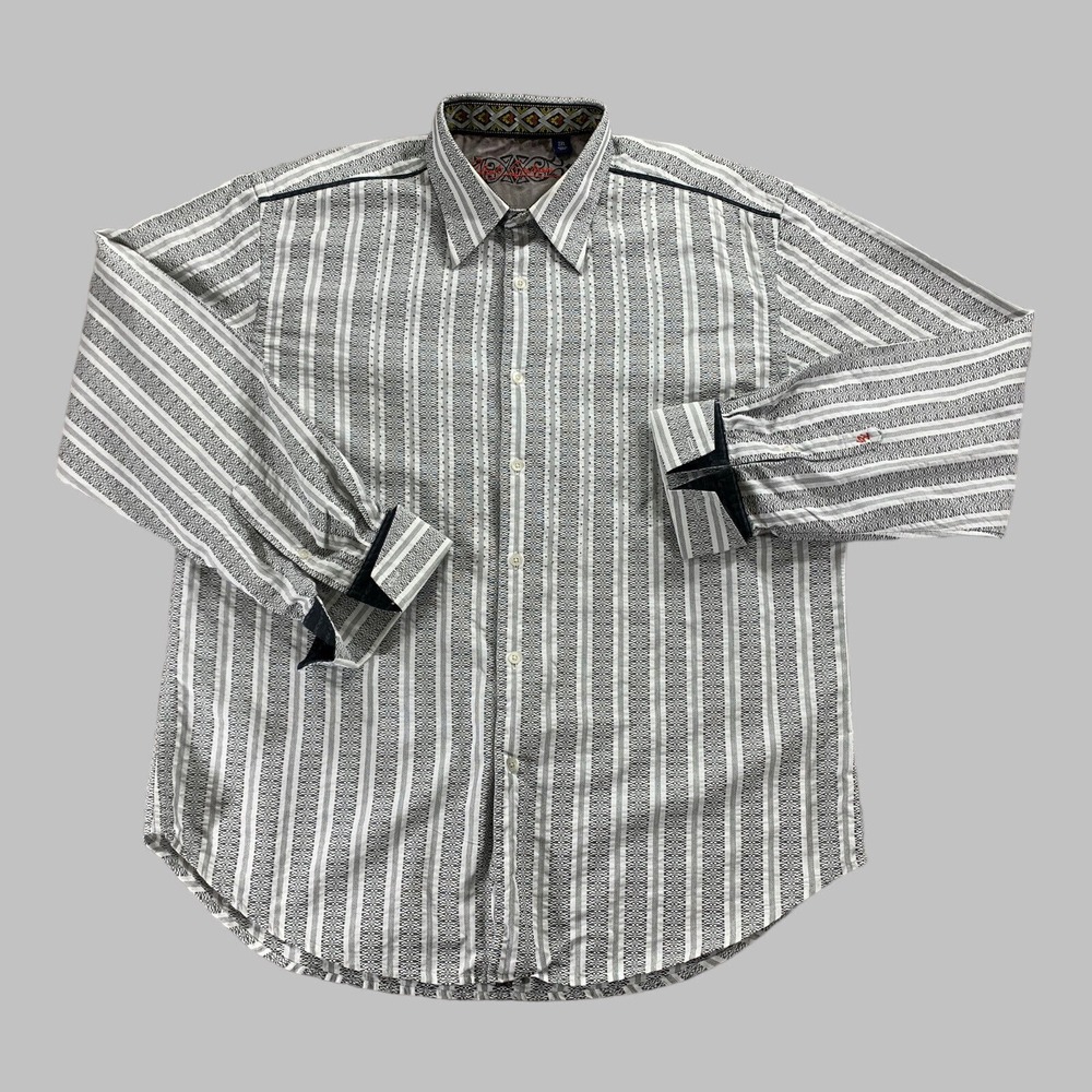Robert Graham Shirt Men 2XL Silk French Flip Cuff Textured Long Sleeve Button Up - Picture 10 of 10